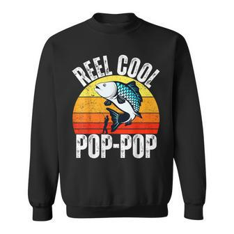 Reel Cool Pop-Pop Fishing Retro Fisherman Dad Fathers Day Sweatshirt - Thegiftio UK