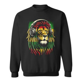 Reggae Lion Roar Rasta With Headphones Sweatshirt - Seseable