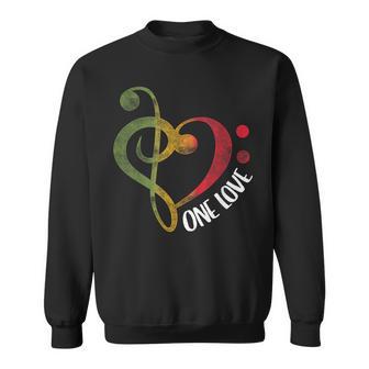 Reggae Musician One Love Treble Bass Clef Heart Sweatshirt - Monsterry CA