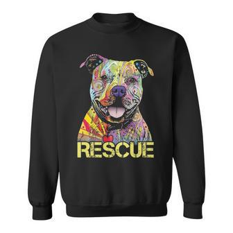 Rescue Dog Colorfull Pitbull Dog Adopt Don't Shop Sweatshirt | Mazezy
