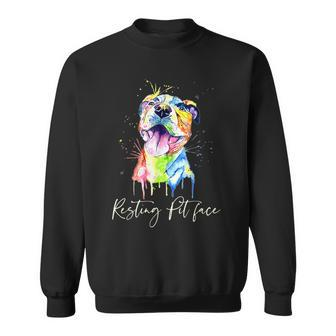 Resting Pit Face Pitbull Watercolor Dog Lovers Sweatshirt - Monsterry DE