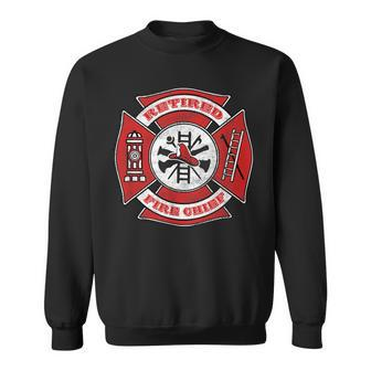 Retired Fire Chief Retirement Red Maltese Cross Sweatshirt - Monsterry CA