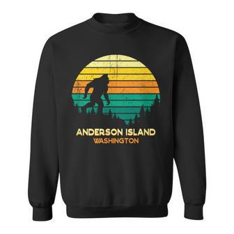 Retro Anderson Island Washington Big Foot Souvenir Sweatshirt - Monsterry CA