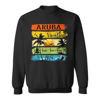 Retro Aruba Family Vacation 2024 Sunset Beach Summer Trip Sweatshirt - Thegiftio UK