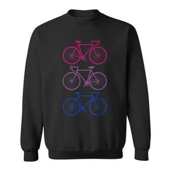 Retro Bicycles Bi Bisexual Flag Biker Bisexuality Lgbt Pride Sweatshirt - Monsterry