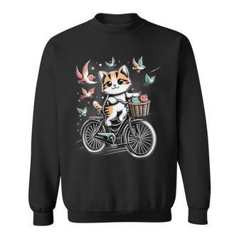 Retro Bike Cat Lover Cycling Vintage Bicycle Sweatshirt - Monsterry