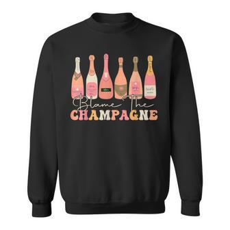 Retro Blame The Champagne Happy New Year 2024 Party Friends Sweatshirt | Seseable CA