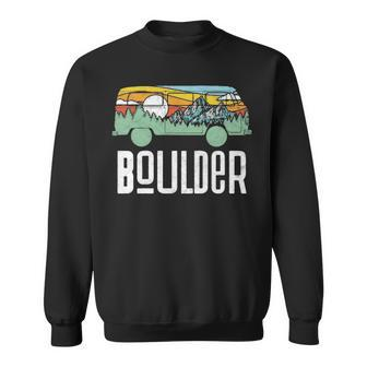 Retro Boulder Colorado Outdoor Hippie Van Graphic Sweatshirt | Mazezy