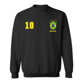 Retro Brazil Soccer Brazilian Futebol Jersey Brasil No 10 Sweatshirt - Thegiftio UK