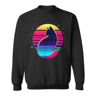 Retro Cat Eclipse Vintage Style Sweatshirt - Monsterry AU