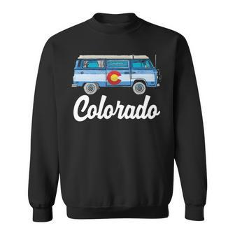 Retro Colorado Hippie Van Sketch Graphic Sweatshirt | Mazezy