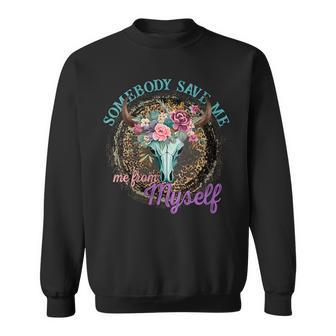 Retro Cowgirl Somebody Save Me Country Music Women Sweatshirt - Monsterry AU
