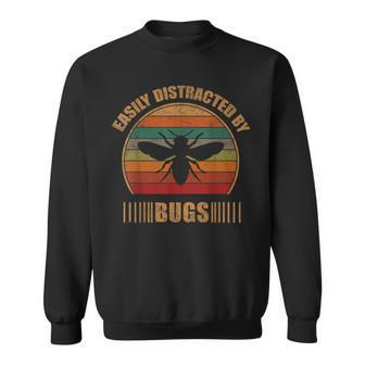 Retro Cute Bug Lover Vintage Easily Distracted By Bugs Sweatshirt - Monsterry