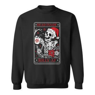 Retro Dead Inside But Jolly Af Skeleton Christmas Sweatshirt | Mazezy CA