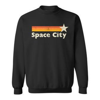 Retro Distressed Houston Baseball Space City Sweatshirt | Mazezy