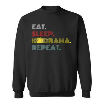 Retro Eat Sleep K-Drama Repeat Vintage Korean Soap Tv-Show Sweatshirt - Monsterry UK