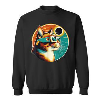 Retro Eclipse Cat With Eclipse Glasses Cat Lover Sweatshirt - Seseable