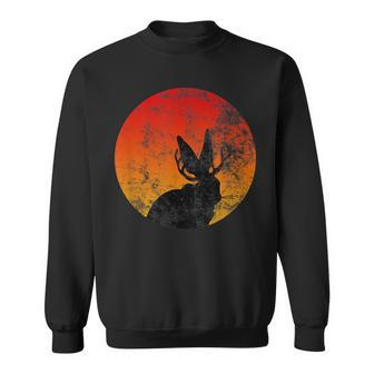 Retro Eighties Jackalope Vintage Cryptid Rabbit Sweatshirt - Monsterry