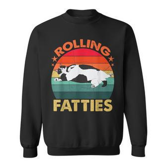 Retro Fat Kitten Cat Rolling Fatties Sweatshirt - Monsterry UK