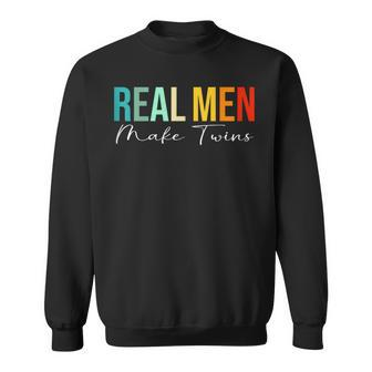 Retro Fathers Day Twin Dad Real Make Twins Sweatshirt - Thegiftio UK
