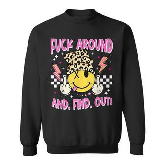 Retro Fuck Around And Find Out Leopard Smile Face Fafo Sweatshirt | Mazezy