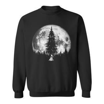 Retro Full Moon & Minimalist Pine Tree Vintage Graphic Sweatshirt - Monsterry