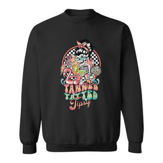 Retro Tanned Tatted And Tipsy Skeleton Summer Vacation Sweatshirt - Monsterry DE