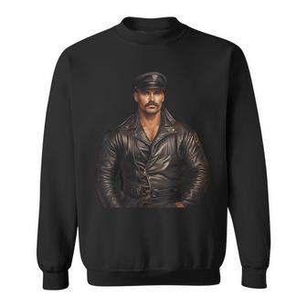 Retro Gay Leather Daddy Bear Leather Dom Biker Man Sweatshirt - Monsterry DE