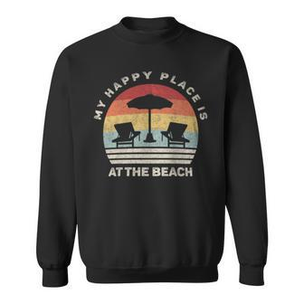 Retro My Happy Place Is At The Beach Summer Sweatshirt - Monsterry