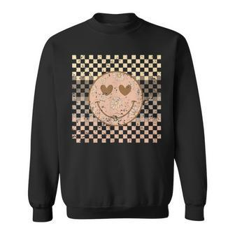 Retro Happy Smile Checkered Pattern Trendy Sweatshirt - Monsterry