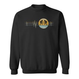 Retro Heartbeat Wrestling Sport Lifeline Vintage Sweatshirt - Monsterry