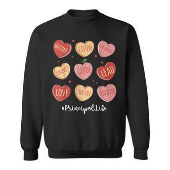 Retro Hearts School Principal Life Valentines Day Sweatshirt - Monsterry