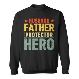 Retro Husband Father Hero Protector Daddy Father's Day Dad Sweatshirt - Seseable