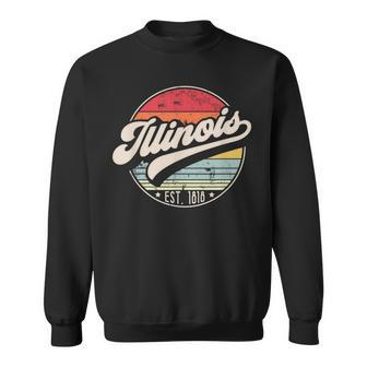 Retro Illinois Home State Il Cool 70S Style Sunset Sweatshirt - Monsterry