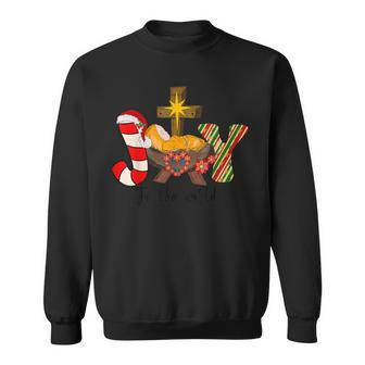 Retro Joy To The World Nativity Christmas Baby Jesus Apparel Sweatshirt - Seseable