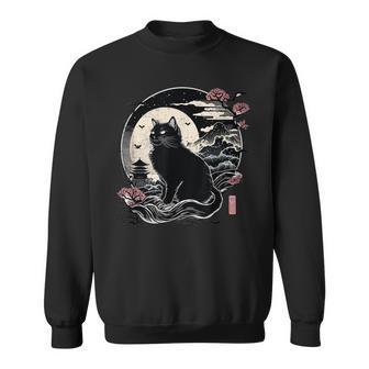 Retro Kawaii Black Cat Japanese Anime Cat Sweatshirt - Thegiftio UK