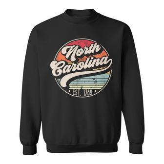 Retro North Carolina Home State Nc Cool 70S Style Sunset Sweatshirt - Monsterry