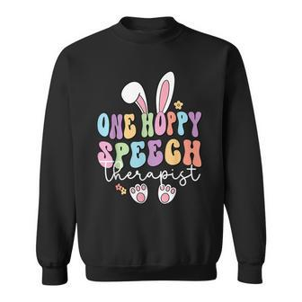 Retro One Hoppy Speech Therapist Slp Bunny Easter Day Sweatshirt - Monsterry CA