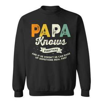 Retro Papa Knows Everything & If He Doesn't He Father's Day Sweatshirt - Thegiftio UK