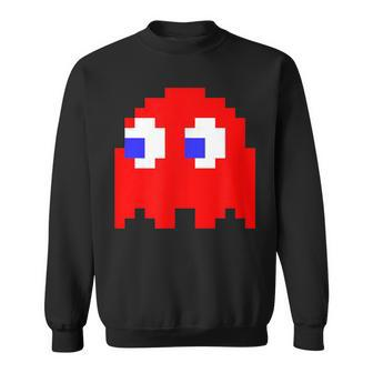Retro Pixel-Art Geist-Sweatshirt in Schwarz, Vintage Design Tee - Seseable