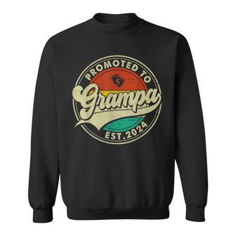 Retro Promoted To Grampa 2024 Family Father's Day Sweatshirt - Monsterry