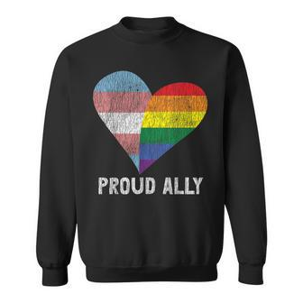 Retro Proud Ally Lesbian Gay Bisexual Trans Pan Queer Lgbtq Sweatshirt - Monsterry