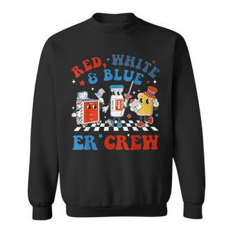 Retro Red White Blue Er Crew Emergency Room 4Th Of July Sweatshirt - Monsterry CA