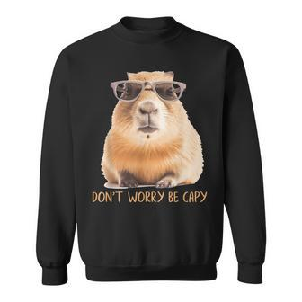 Retro Rodent Capybara Dont Worry Be Capy Sweatshirt - Seseable