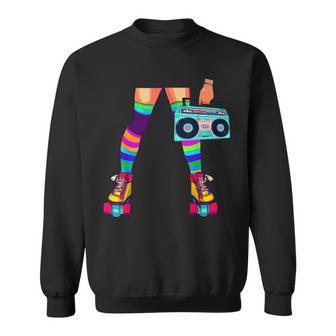 Retro Rollerskates 80'S Roller Disco Skating Girl Sweatshirt - Thegiftio UK