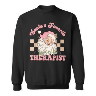 Retro Santa's Favorite Speech Therapist Christmas Santa Sweatshirt - Thegiftio UK