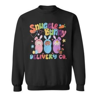 Retro Snuggle Bunny Delivery Easter Labor And Delivery Nurse Sweatshirt - Monsterry AU