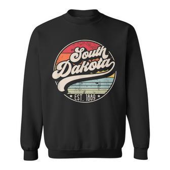 Retro South Dakota Home State Sd Cool 70S Style Sunset Sweatshirt - Monsterry