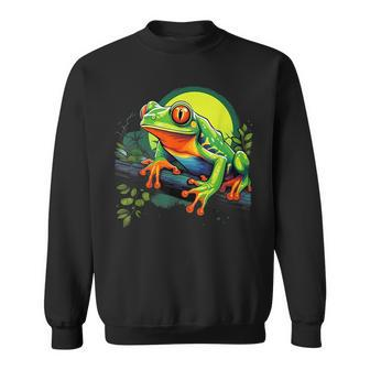 Retro Style Red-Eyed Tree Frog Sweatshirt - Seseable