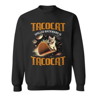 Retro Tacocat Spelled Backward Is Tacocat Cat Sweatshirt - Seseable